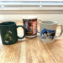 Set of  3 different Vintage DC/Marvel  Coffee Cups