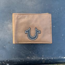 True Religion Brown Wallet Black Sewed Logo