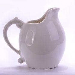 Elegant Water Pitcher Shaped White Ceramic Flower Vase Pottery
