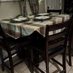 Dining Set Dark Brown With  Chairs 