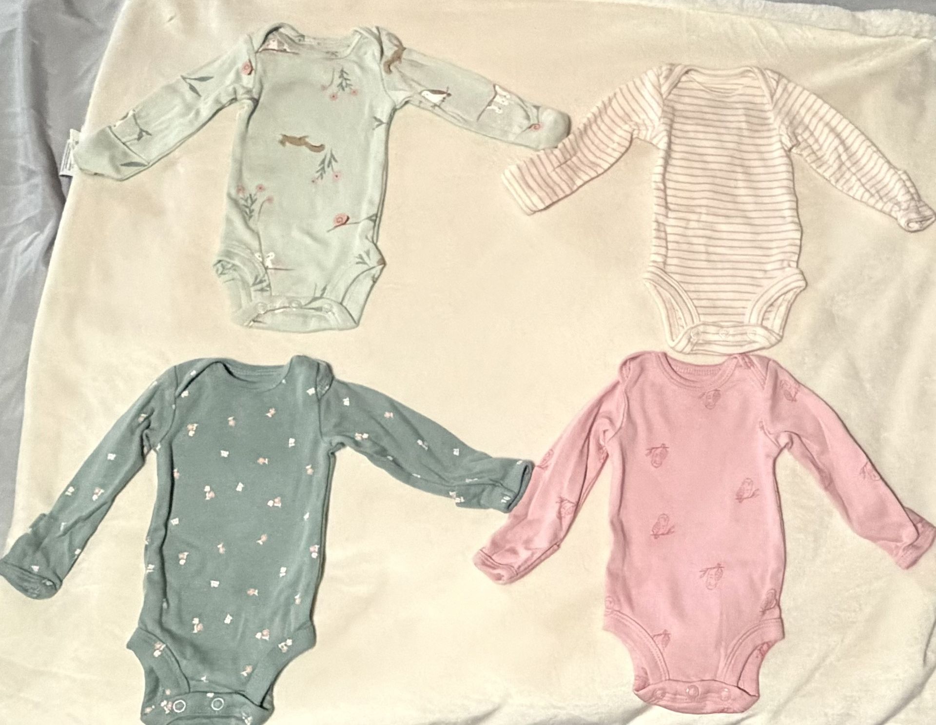 Carters Preemie Babygirl Long Sleeve Bodysuits