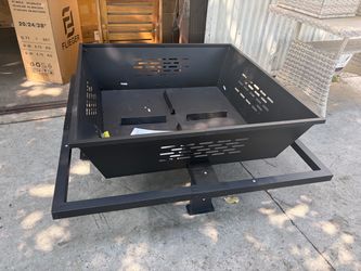 47" Large Fire Pit, Square Outdoor Fire Pit with Poker, Wood Burning FirePit for Camping, Backyard, Patio