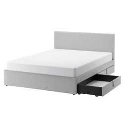 Ikea Gladstad bed full size with 4 boxes and Haugsvar mattress