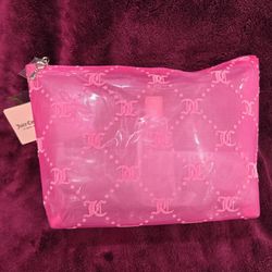 Juicy Couture cosmetic travel bag - hot pink mesh design NWT