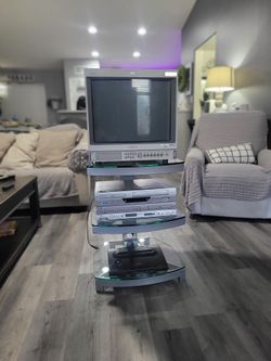 Glass/metal crt tv audio/video stand
