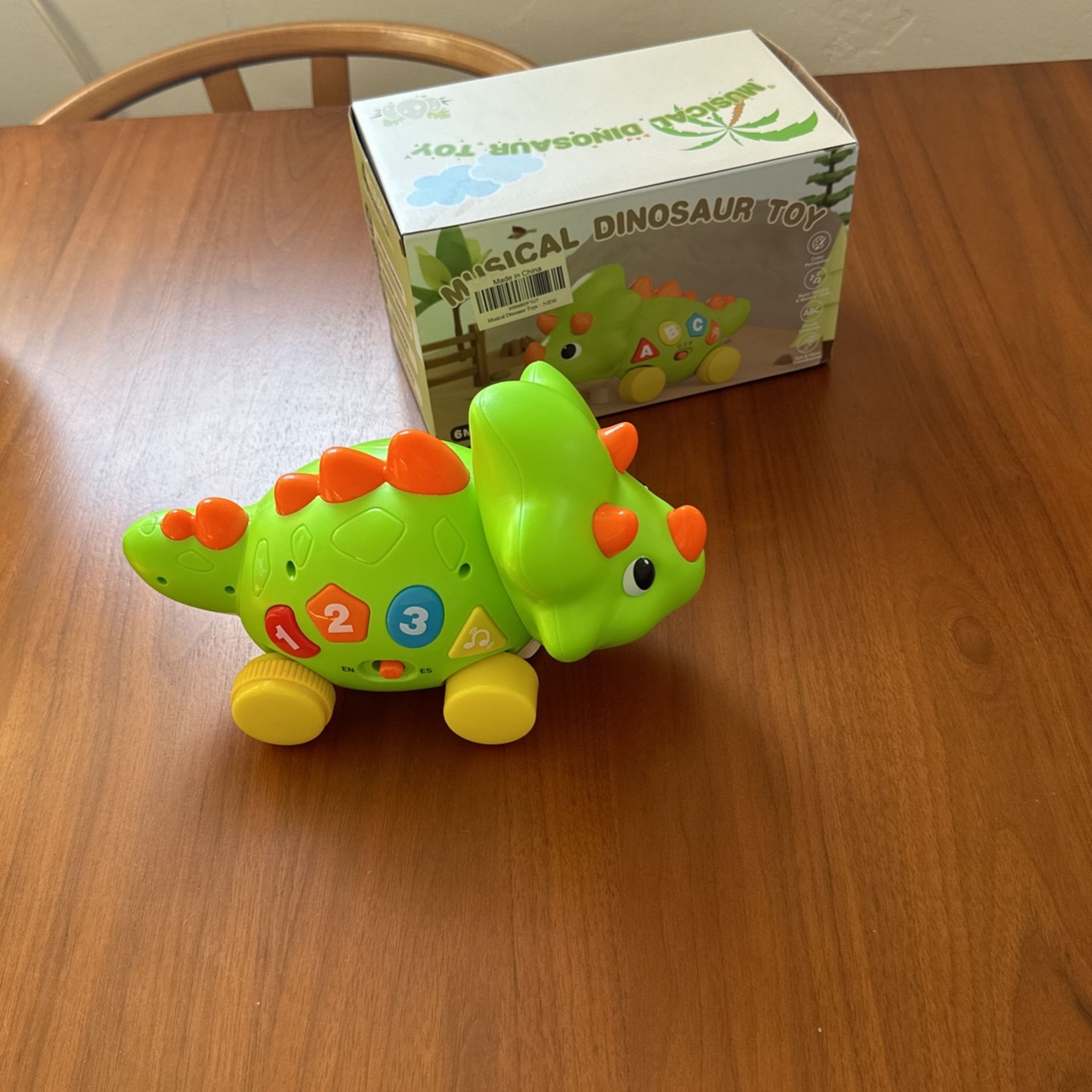 Musical Dinosaur Toy, Bilingual Baby Toy 6-12-18 Month, Educational Toddler Toys for 1-2-3 Year Old Boy Girl, Educational Learning Toys for Toddlers 1