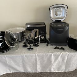 Kitchen Appliances: Slow Cooker, Mixer, And Bread Maker