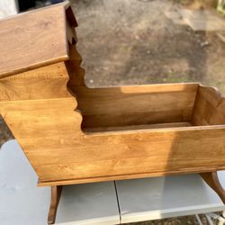 Vintage Wooden Baby Cradle