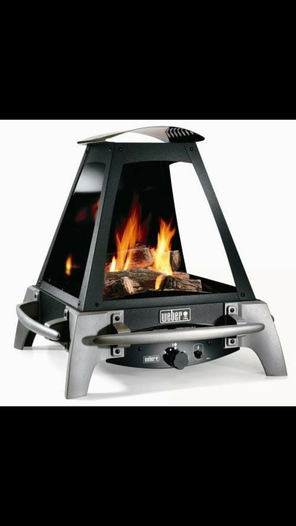 Rare Weber Grill Flame Fireplace Outdoor Fire Pit Lp Gas For Sale