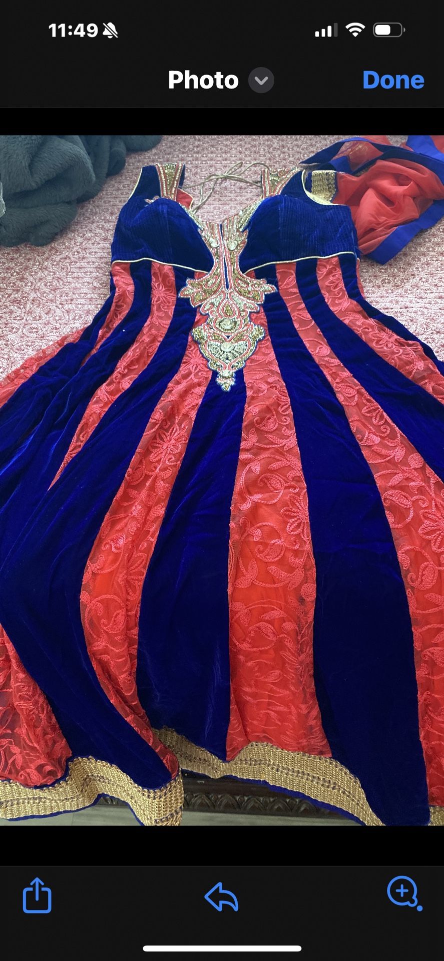 Royal Blue And Peach Gown Indian Clothes