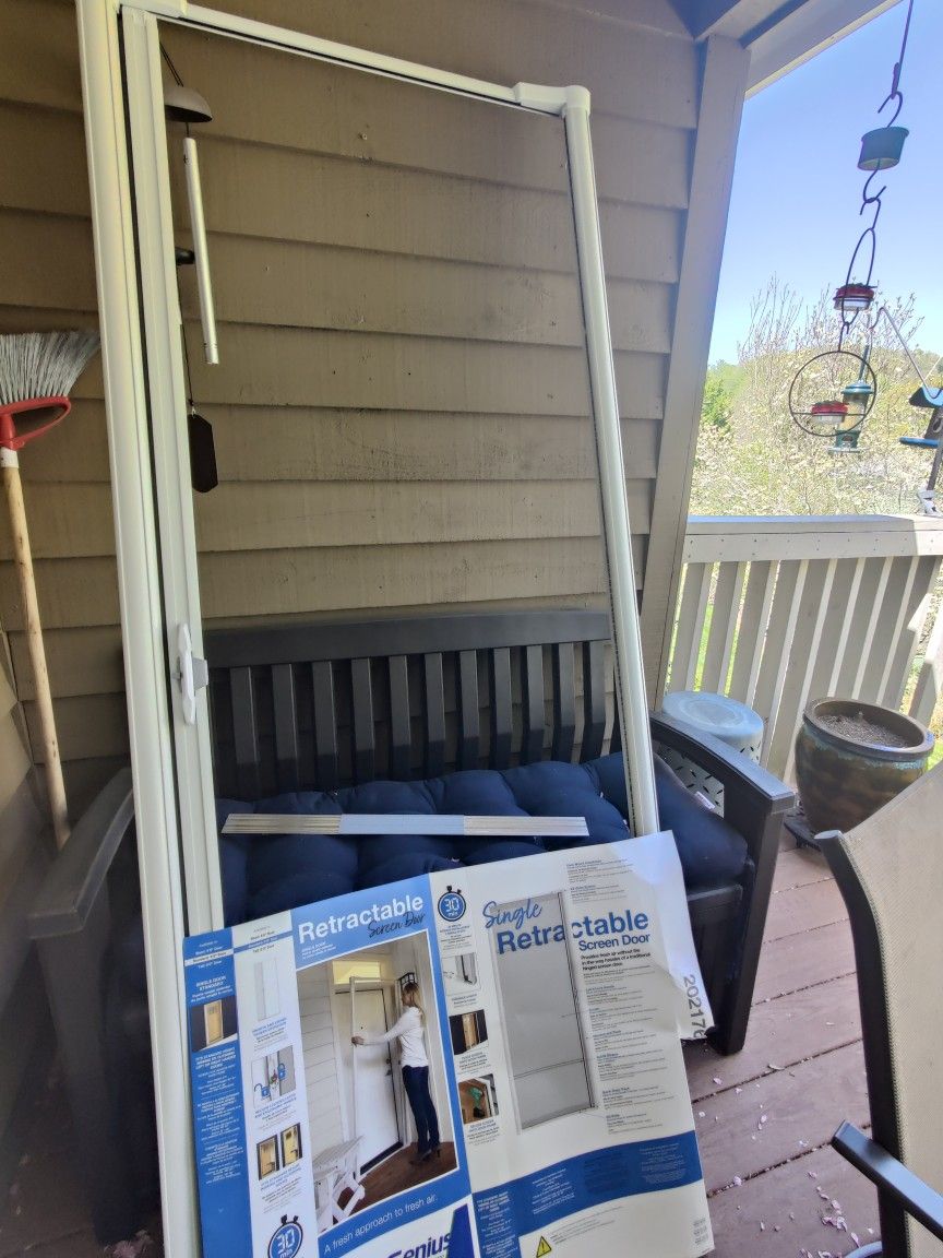 New - Never Used - Genius Retractable 36"width X 80"Height Screen Door