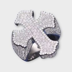 VVS Moissanite Cross Ring Size 6-12 Passes Tester 