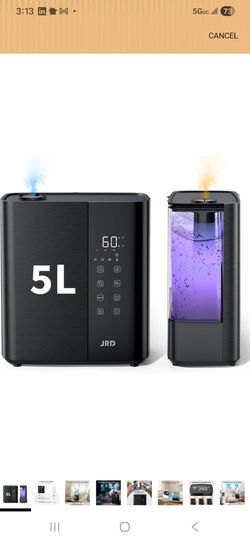 Warm Cool Mist Humidifier 5L Bedroom Large Room Oil Diffuser Black