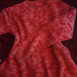 SUPER CUTE PINK LEPORD SWEATER 