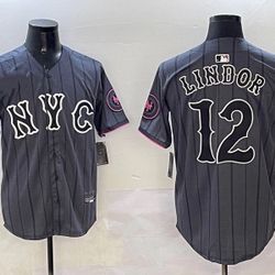 MLB New York Mets baseball uniform 12# LINDOR limited edition jersey