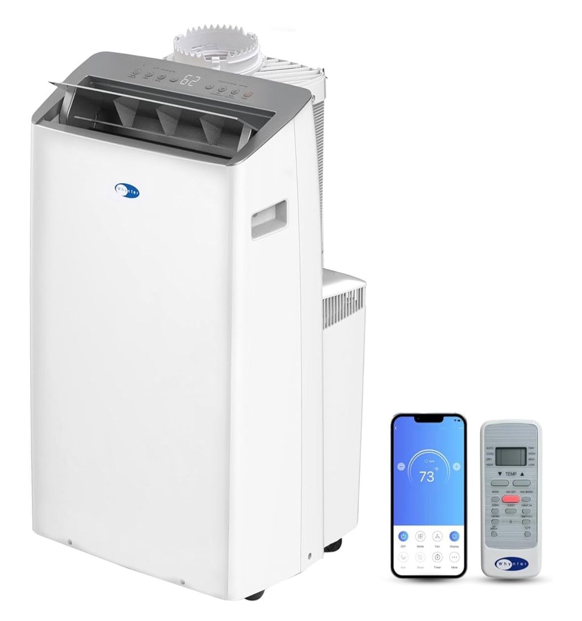 Whynter Inverter Portable Air Conditioner 14,000 BTU with Dual Hose, Dehumidifier, Cooling Fan & Smart Wi-Fi for 600 Sq Ft Rooms, NEX ARC-1230WN (12,0