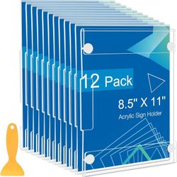NEW - 12 Pack Acrylic Sign Holder 8.5 x 11 