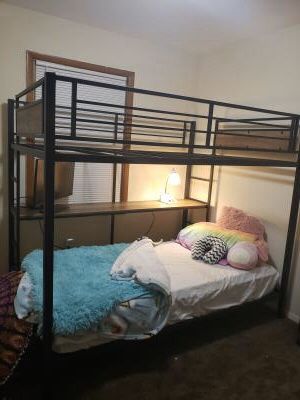 New Full over Twin Bunk , With Shelf Full Bed is on Top Twin on Bottom