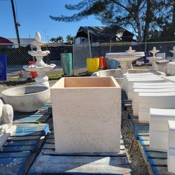 Concrete Large Square Planter or Water Fountain / Cement Stone Backyard Patio Pots Garden Planters / Outdoor Fountains