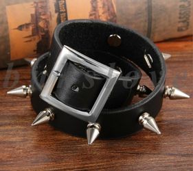 Leather Choker Spike Collar Necklace New 14- 16"