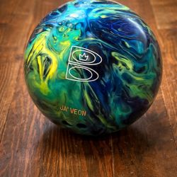 Brunswick Zone Youth Bowling Ball Kids Size Blue Green Swirl Personalized Drilled Used