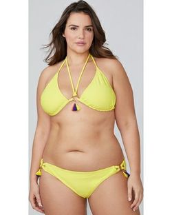 Lane Bryant Swim Cacique Yellow Tassel Bikini Swimsuit Bathing Suit Bottom Size 28