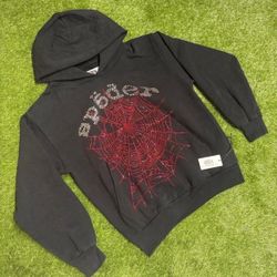 Black / Red (SP5DER Rhinostones Hoodie V2
