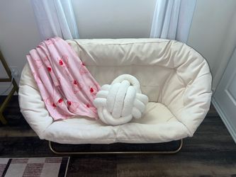 Cream Double Papasan Chair with Gold Metal Frame