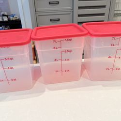 3 Pack Food Storage Container with Red Lid 