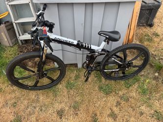 Ancheer Folding Mountain Bike – 26" Dual Suspension, 3-Spoke Wheels, Disc Brakes