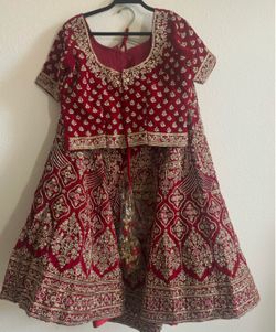 Bridal Lehenga Set – Deep Red with Heavy Zardosi Work