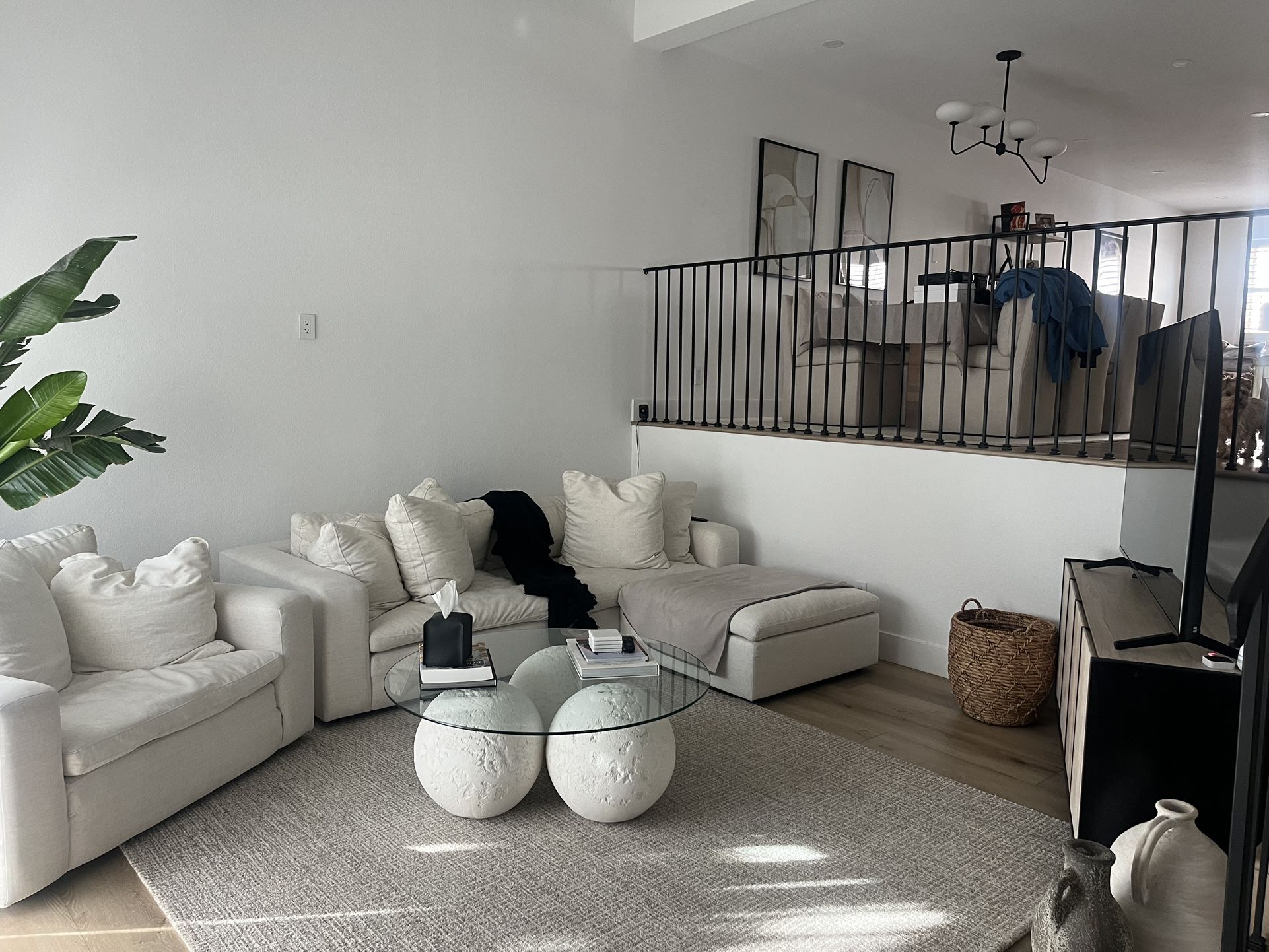 Living Spaces Paloma Sofa And Ottoman