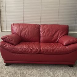 Red leather living room set: Couch, Loveseat, Chair & Ottoman $1400 OBO 