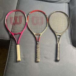 3 Tennis rackets One Prince Racket and Two Wilson’s 