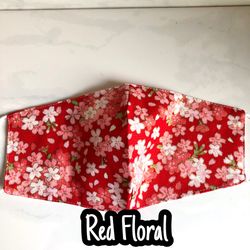Red Floral Adjustable Face Mask