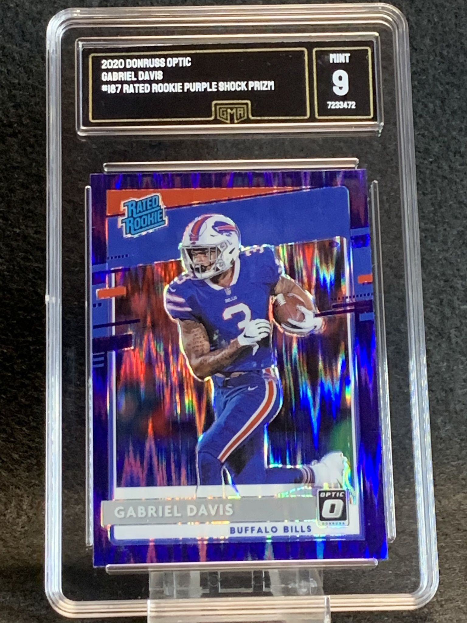 2020 Donruss Optic 🔥 Gabriel Davis 🔥 Rated Rookie Purple Shock Prizm GMA 9 Mint 💎 - Buffalo Bills / Jacksonville Jaguars 