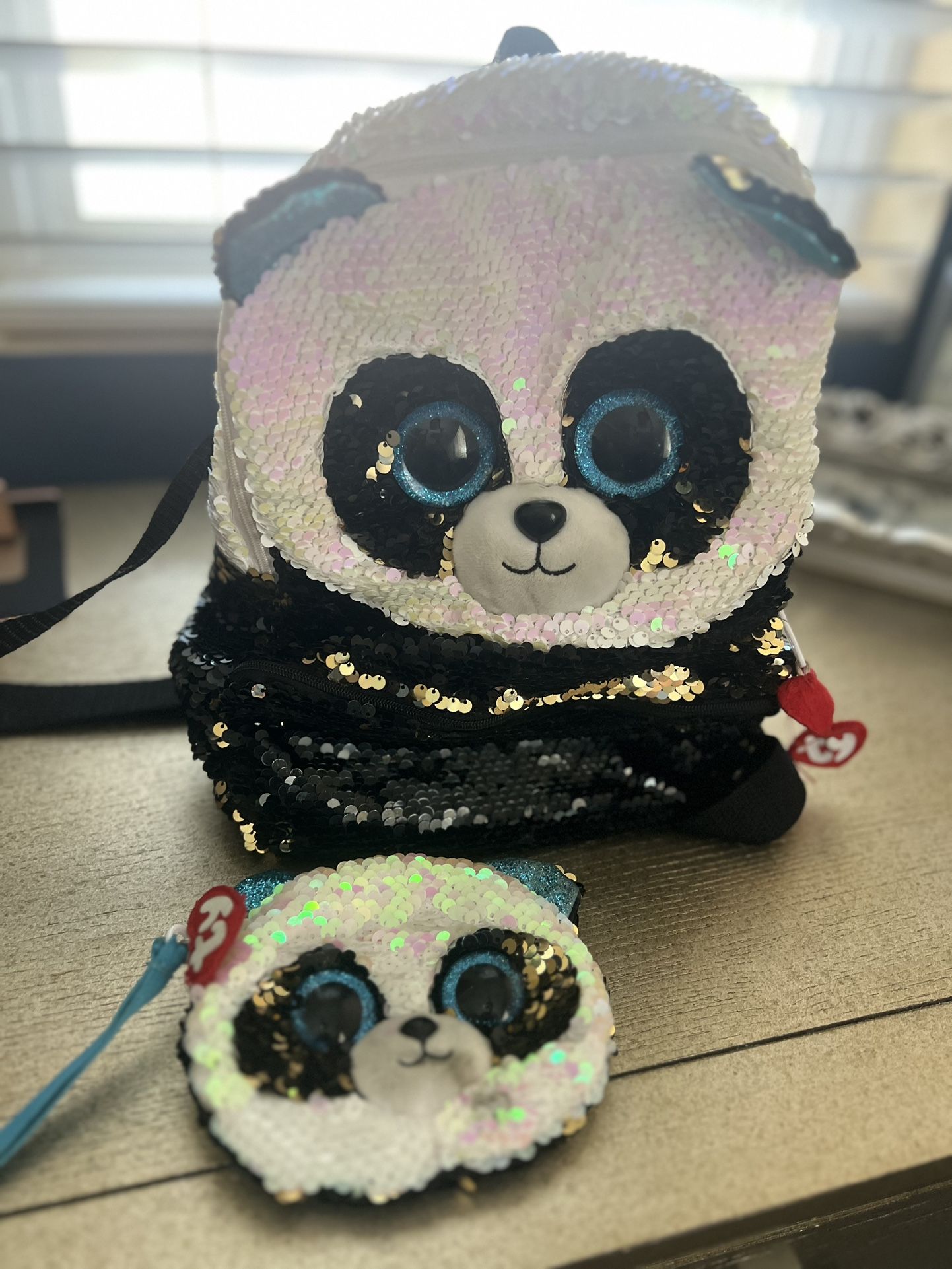 Beanie Baby, Panda Sequence Backpack With Matching Coin Purse
