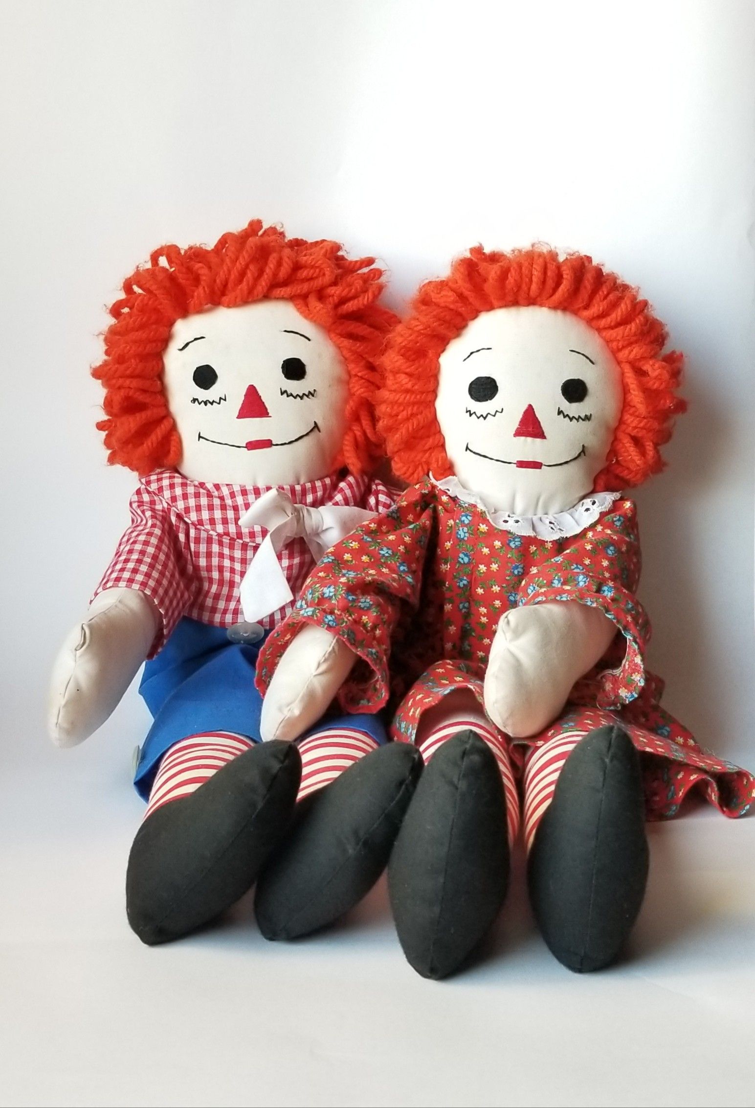 Vintage Handmade Raggedy Ann and Andy Dolls