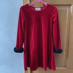 Girls Red Velvet Dress