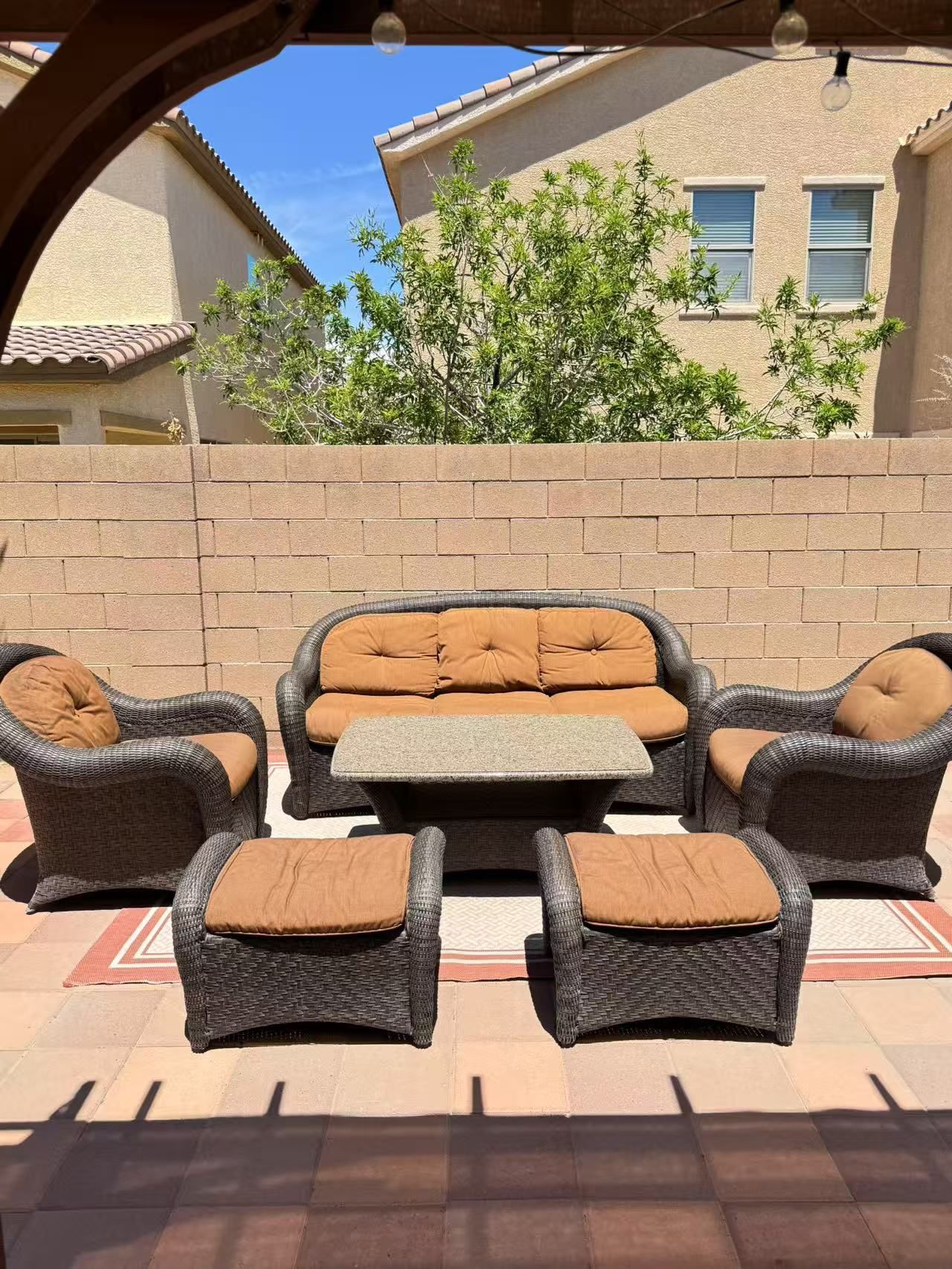 Outdoor furniture patio set with sunbrella cushions