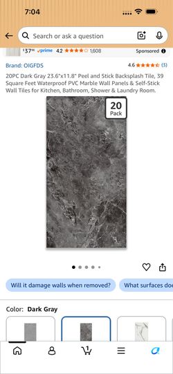 Pack $10 20PC White 23.6'x11.8" Peel and Stick Backsplash Tile, 39
