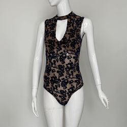   Royal Blue Floral Bodysuit - Size M