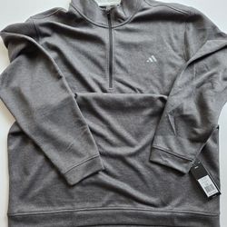  Adidas Men's Elevated 1/4 Zip Pullover Sweatshirt Size 2XL Black Coal