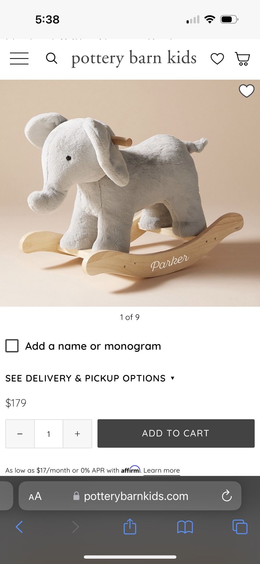 Elephant Toddler Rocker