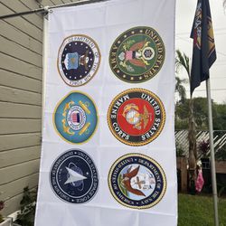 Military Flag And House Flag Pole