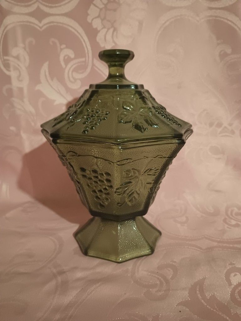 Vintage Olive Green Candy Dish