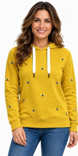 Joules Women's Rowley Mustard Yellow Bee Embroidered Hoodie Size Small