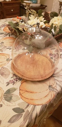 Glass And Wood 9" Cloche/display dome