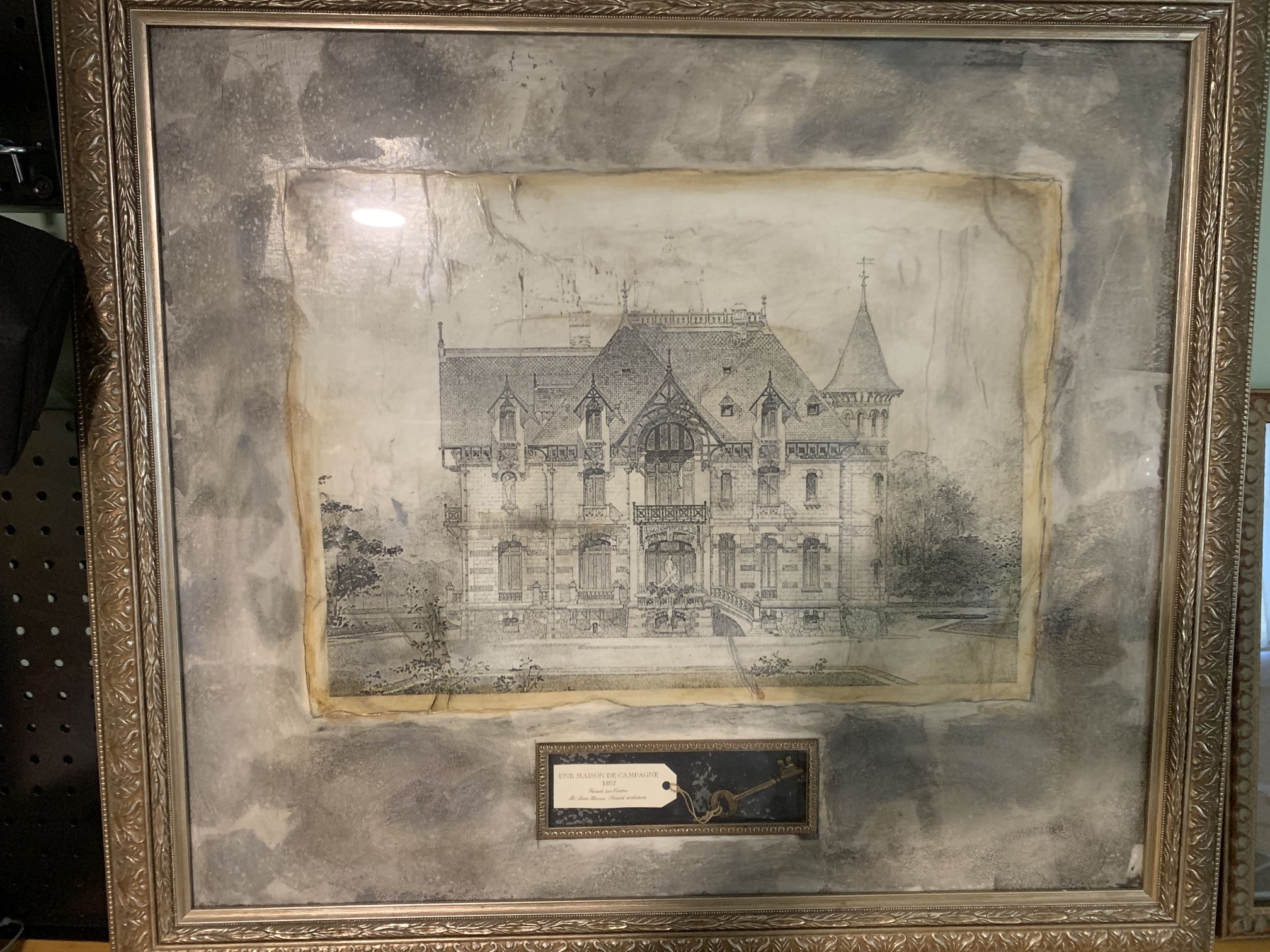 Rare Architectural Sketch, French Chateau, 1891