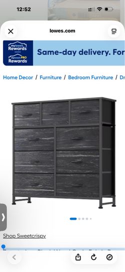Sweetcrispy Black Wood Grain Fabric Dresser with 9 Drawers Chest of Drawers with Steel Frame and Wood